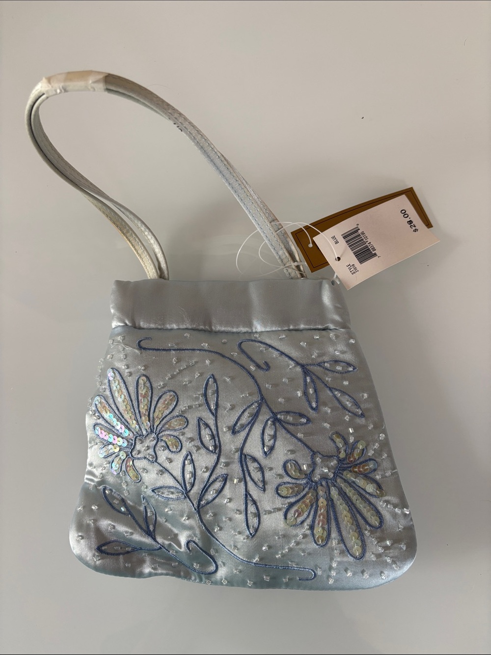 Light Blue Embellished Evening Shoulder Bag